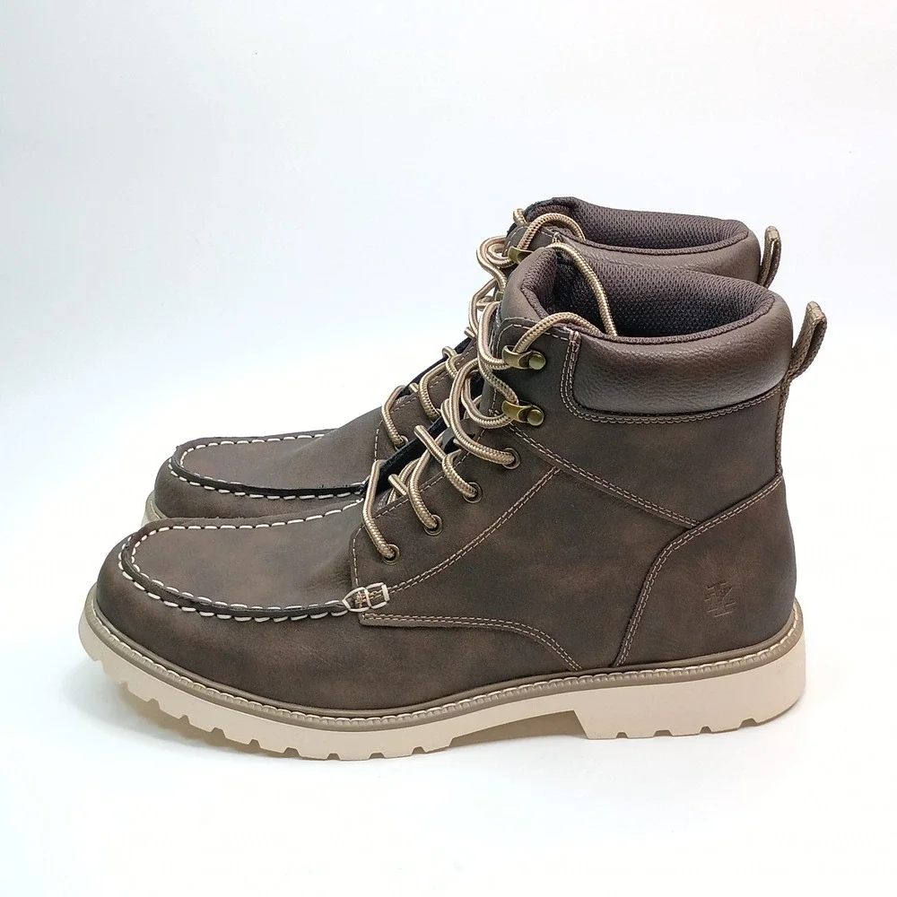 IZOD Miles Boot Men Size 13 Brown Memory Foam Moc Toe Lace Up 1917427